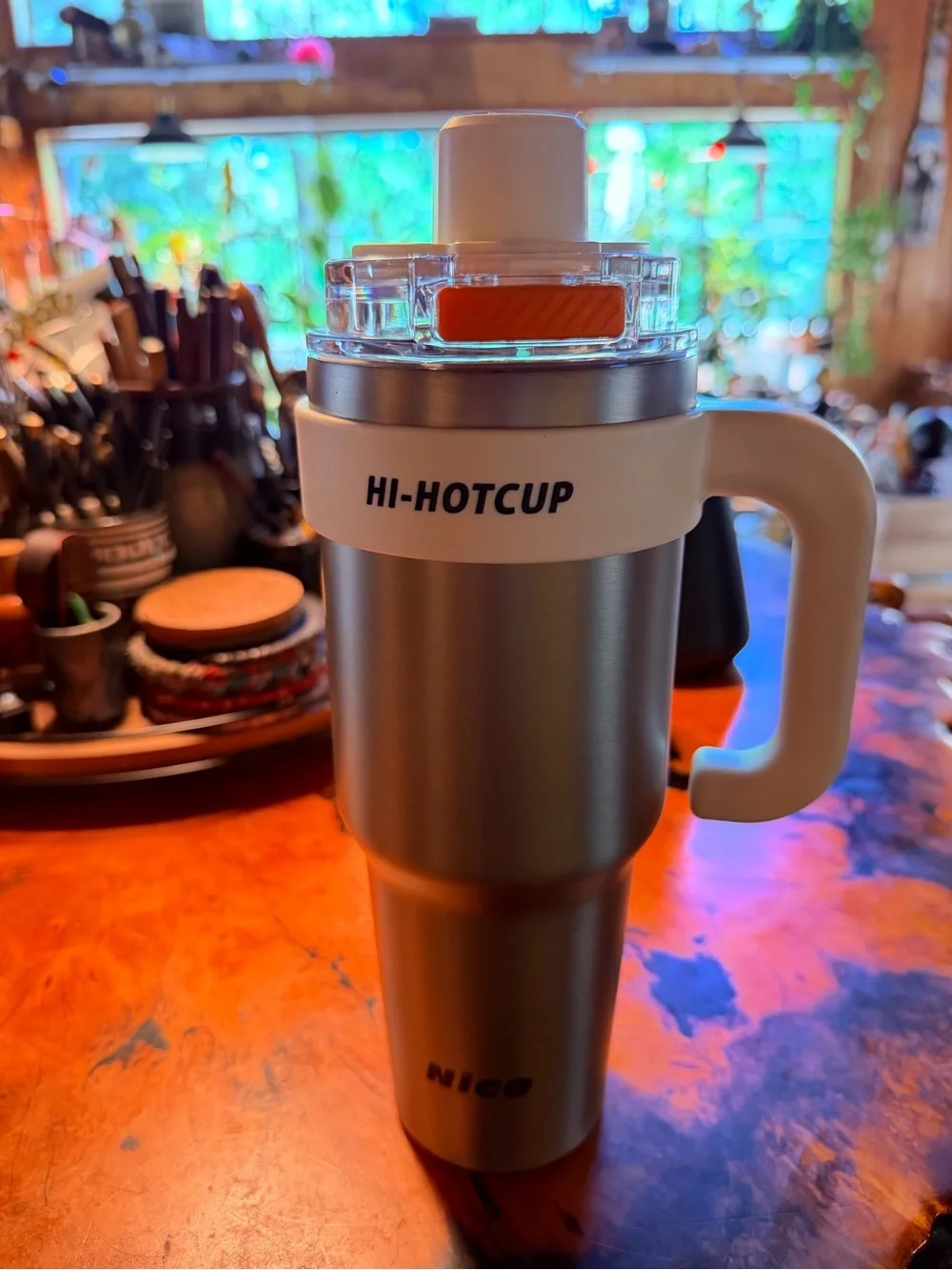 HI-HOTCUP Stainless Steel Travel Mug with Handle